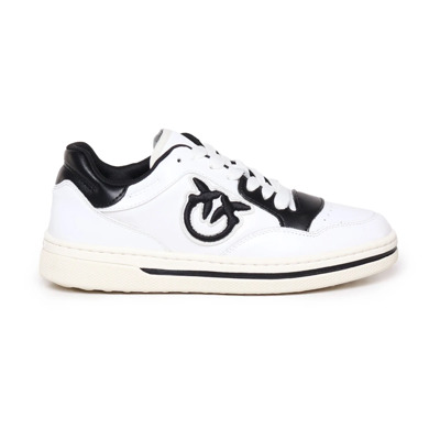 Wit Zwart Leren Sneakers met Logo Pinko , White , Dames