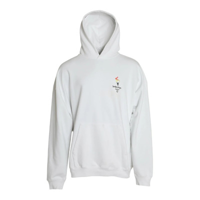 Witte Katoenen Logo Hoodie Balenciaga , White , Heren