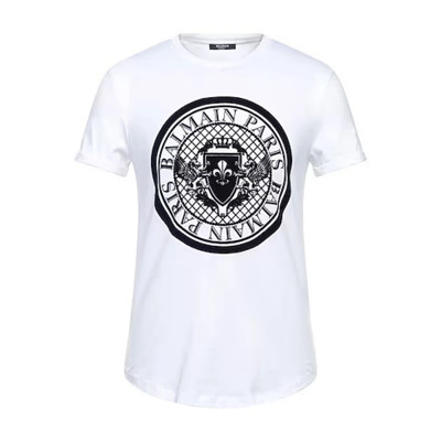 Witte Katoenen Logo T-Shirt Blason Balmain , White , Heren