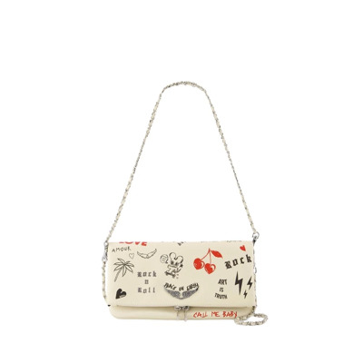 Witte leren Crossbody tas met ketting Zadig & Voltaire , White , Dames