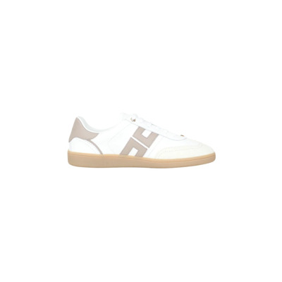 Witte leren sneakers met gouden rivet Elisabetta Franchi , White , Dames