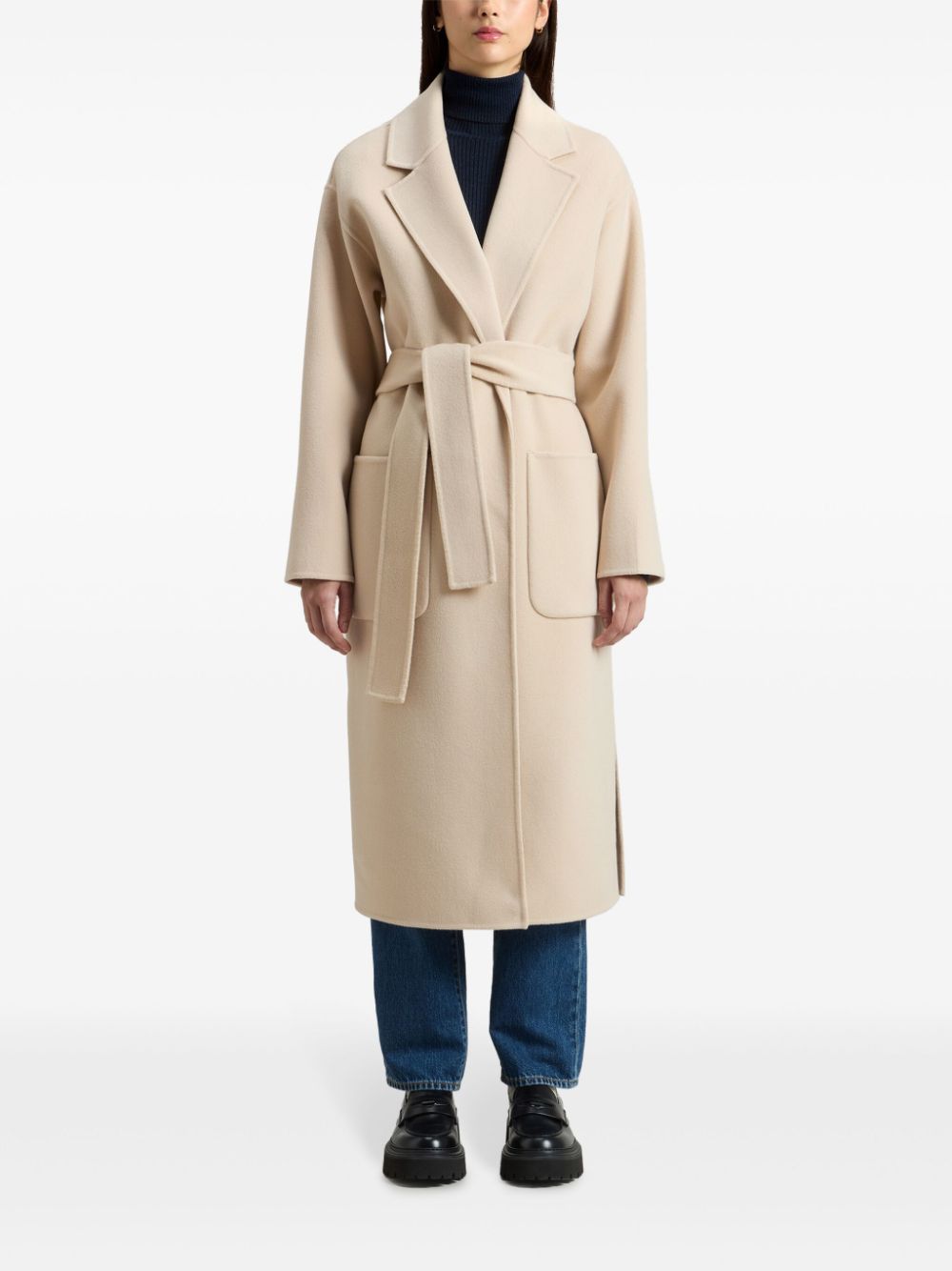 Woolrich Wollen jas met ceintuur - Beige