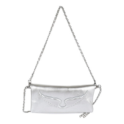 Zilver Gehamerd Leren Rock Wings Tas Zadig & Voltaire , Gray , Dames