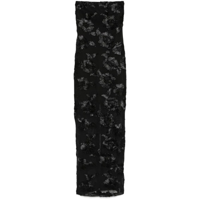 Zwarte Bloemen Mesh Strapless Jurk Rotate Birger Christensen , Black , Dames