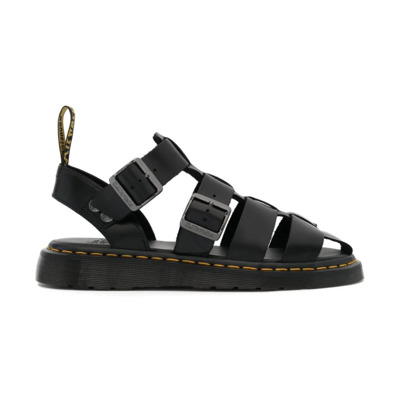 Zwarte Caged Sandalen Logo Leer Dr. Martens , Black , Heren