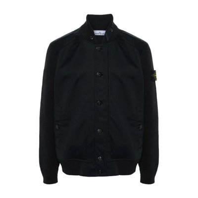 Zwarte Compass Logo Bomber Jacket Stone Island , Black , Heren