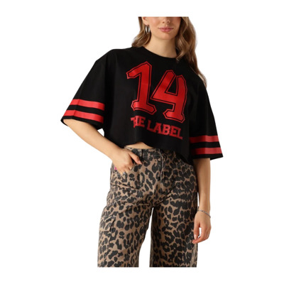 Zwarte Cropped Sports T-shirt Alix The Label , Black , Dames