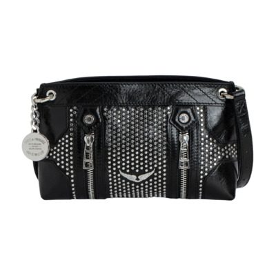 Zwarte Leren Crossbody Tas met Metalen Details Zadig & Voltaire , Black , Dames