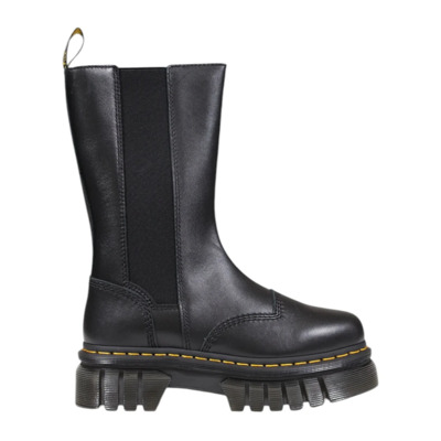 Zwarte Leren Schoenen met Rubberen Zool Dr. Martens , Black , Dames