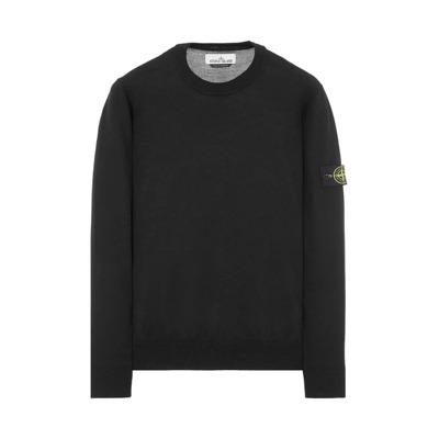 Zwarte Lichtgewicht Wollen Trui Stone Island , Black , Heren