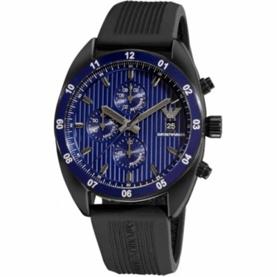 Zwarte Roestvrijstalen Quartz Herenhorloge Emporio Armani , Black , Heren