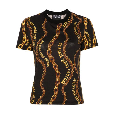 Zwarte T-shirt voor vrouwen Versace Jeans Couture , Black , Dames