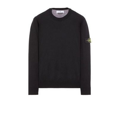 Zwarte Trui met Ribdetails Stone Island , Black , Heren