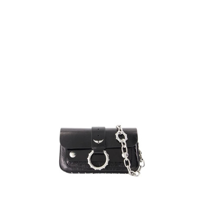 Zwarte leren crossbody tas Zadig & Voltaire , Black , Dames