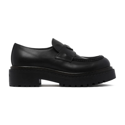 Zwarte leren loafers Prada , Black , Heren