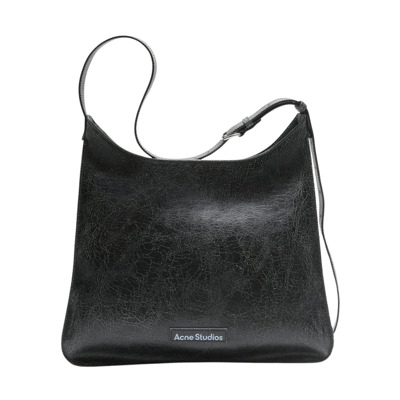 Zwarte leren schoudertas Acne Studios , Black , Dames