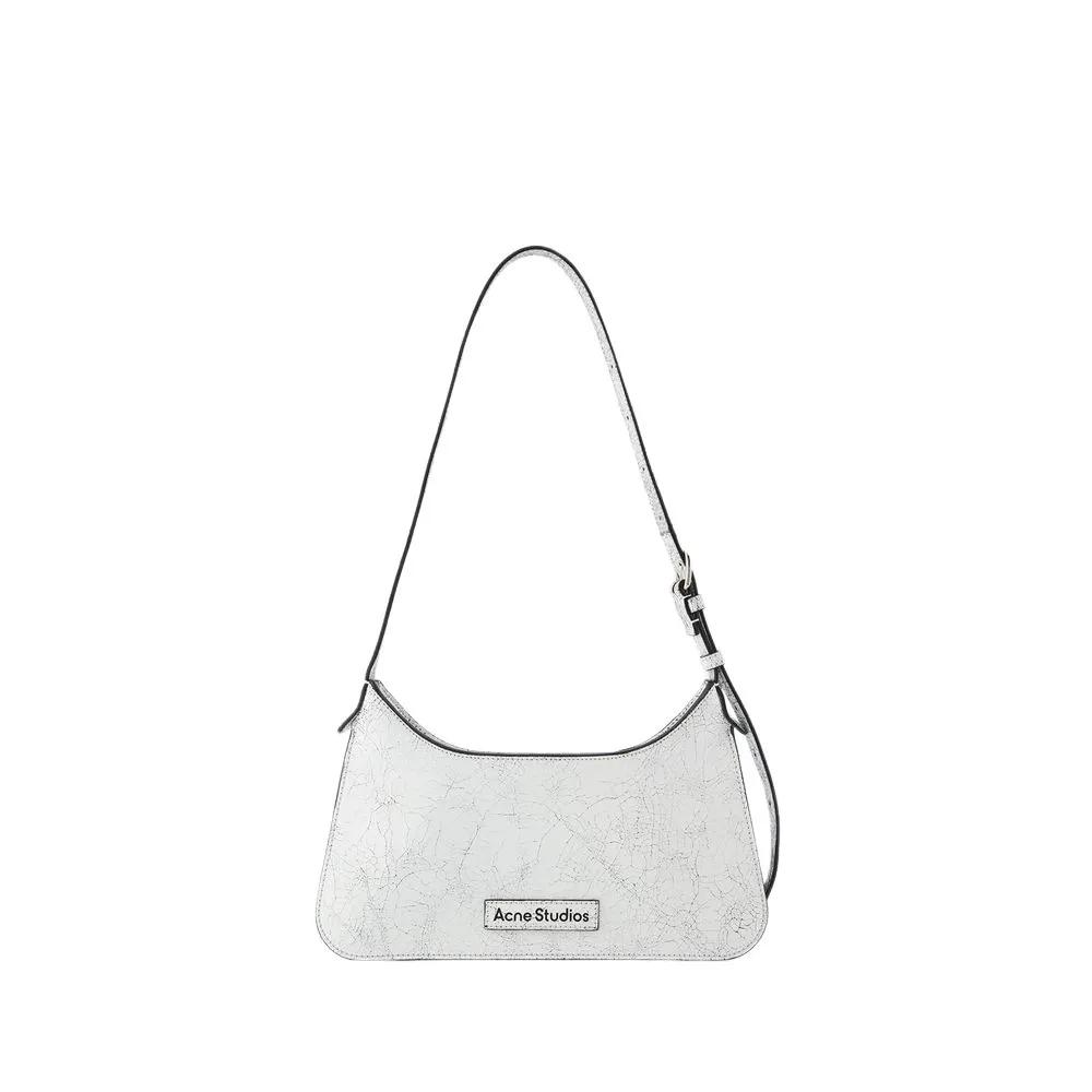 Acne Studios Shoppers - Platt Mini Crackle Hobo Bag - Leather - White in wit