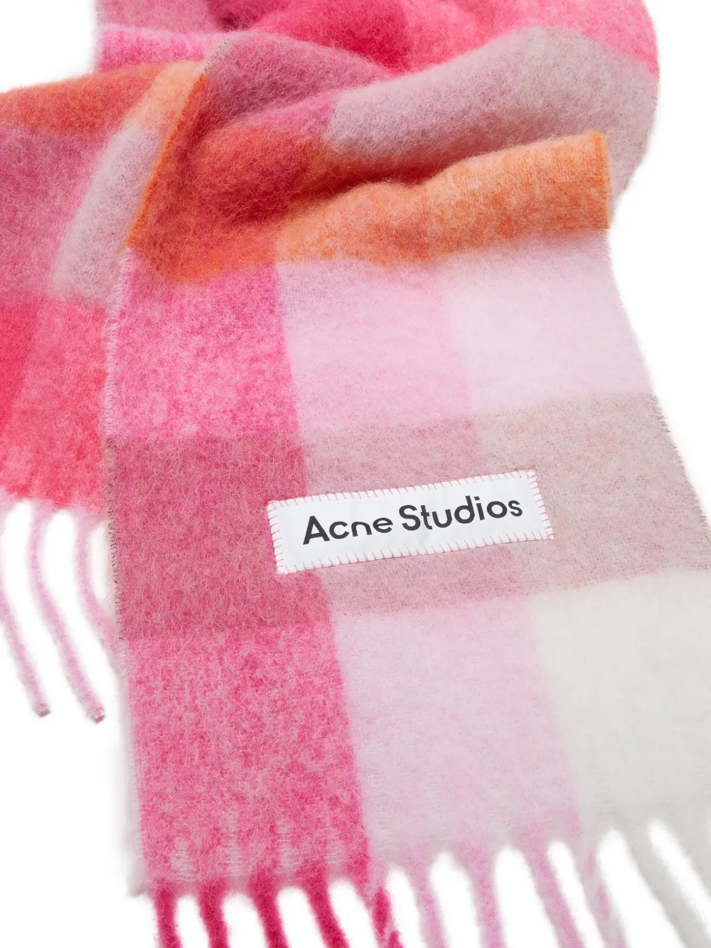 Acne Studios Sjaal met franje en logo - Roze