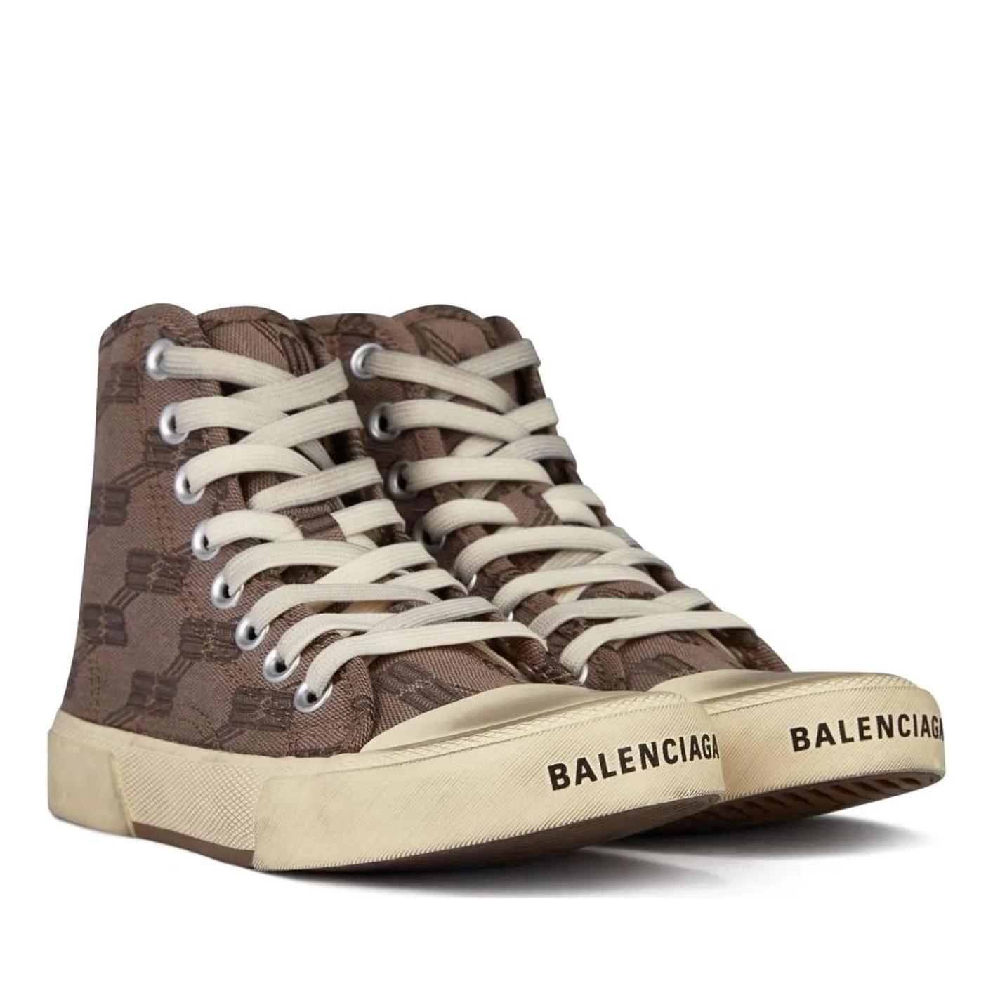 Balenciaga Low-Top Sneakers - Paris Bb Monogram Logo Hi-top Sneakers in bruin