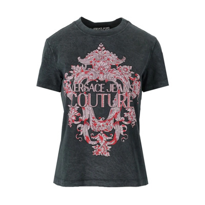 Barok Grijs Roze T-Shirt voor Dames Versace Jeans Couture , Gray , Dames