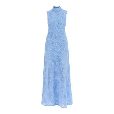 Blauwe Bloemen Maxi Jurk met 3D-Rozen Rotate Birger Christensen , Blue , Dames