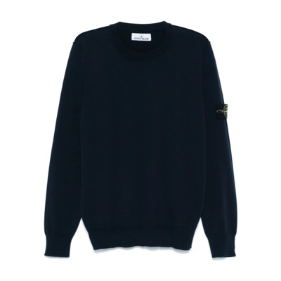 Blauwe Crew Neck Pullover Sweater Stone Island , Blue , Heren