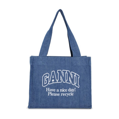 Blauwe Shopper Tas Damesmode Ganni , Blue , Dames