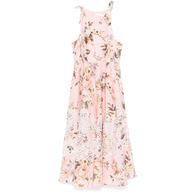 Bloemenprint Linnen Jurk Zimmermann , Multicolor , Dames