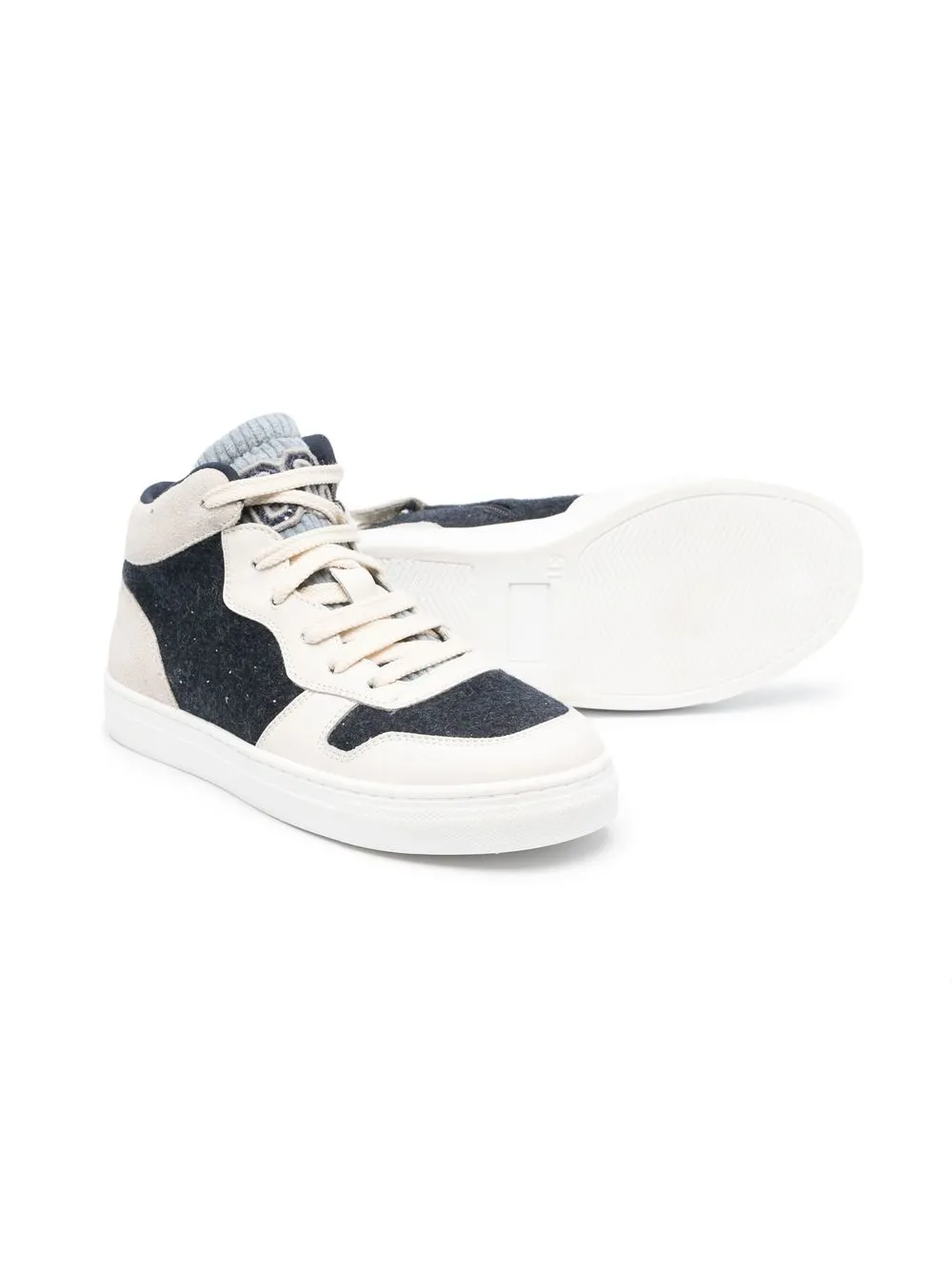 Brunello Cucinelli Kids Sneakers met colourblocking - Beige