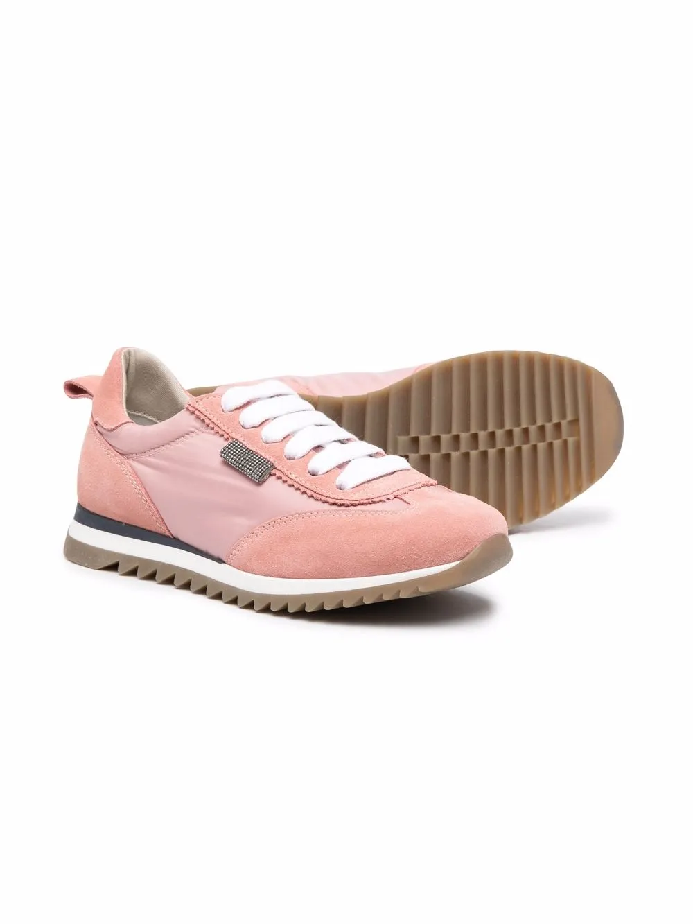 Brunello Cucinelli Kids Sneakers met suède vlakken - Roze