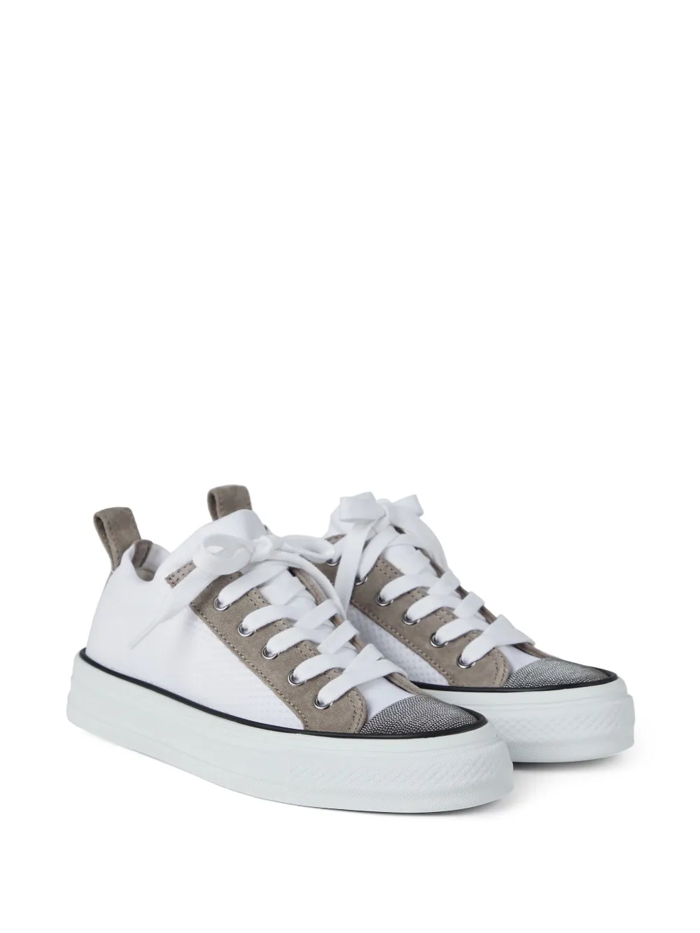 Brunello Cucinelli Sneakers met vlakken en monili detail - Wit