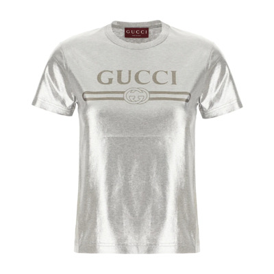 Casual Katoenen T-Shirt voor Mannen Gucci , Gray , Dames