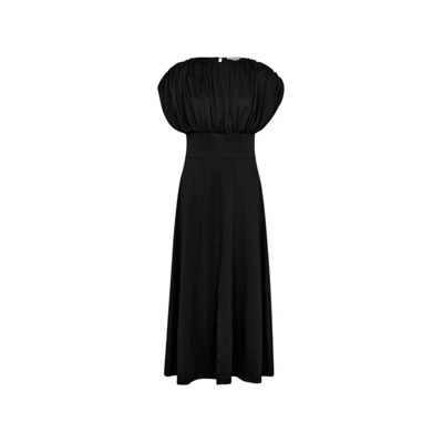 Chique Zwart Jurk met Voorspleet Dante 6 , Black , Dames