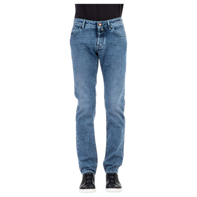 Comfortabele Denim Jeans met Unieke Details Jacob Cohën , Blue , Heren