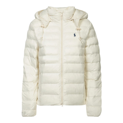 Crème Gewatteerde Hoodie Jas Polo Ralph Lauren , White , Dames