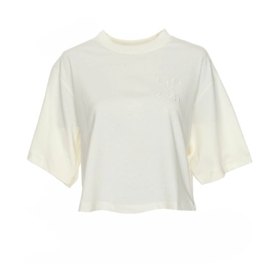 Cropped T-shirt met geribbelde halslijn Closed , Beige , Dames