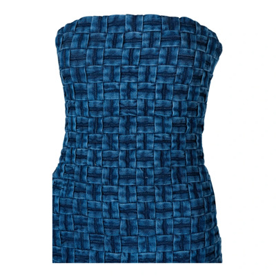 Denim Jurk met Geruite Voorkant Pinko , Blue , Dames