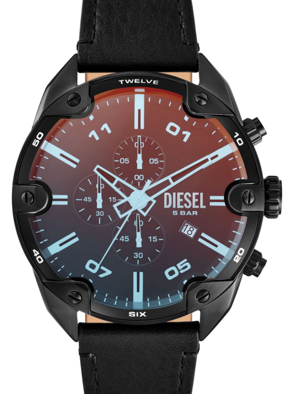 Diesel Spiked 49mm horloge - Rood