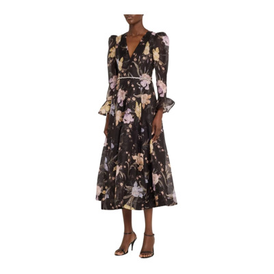 Elegante Midi Jurk Met Lange Mouwen Zimmermann , Multicolor , Dames