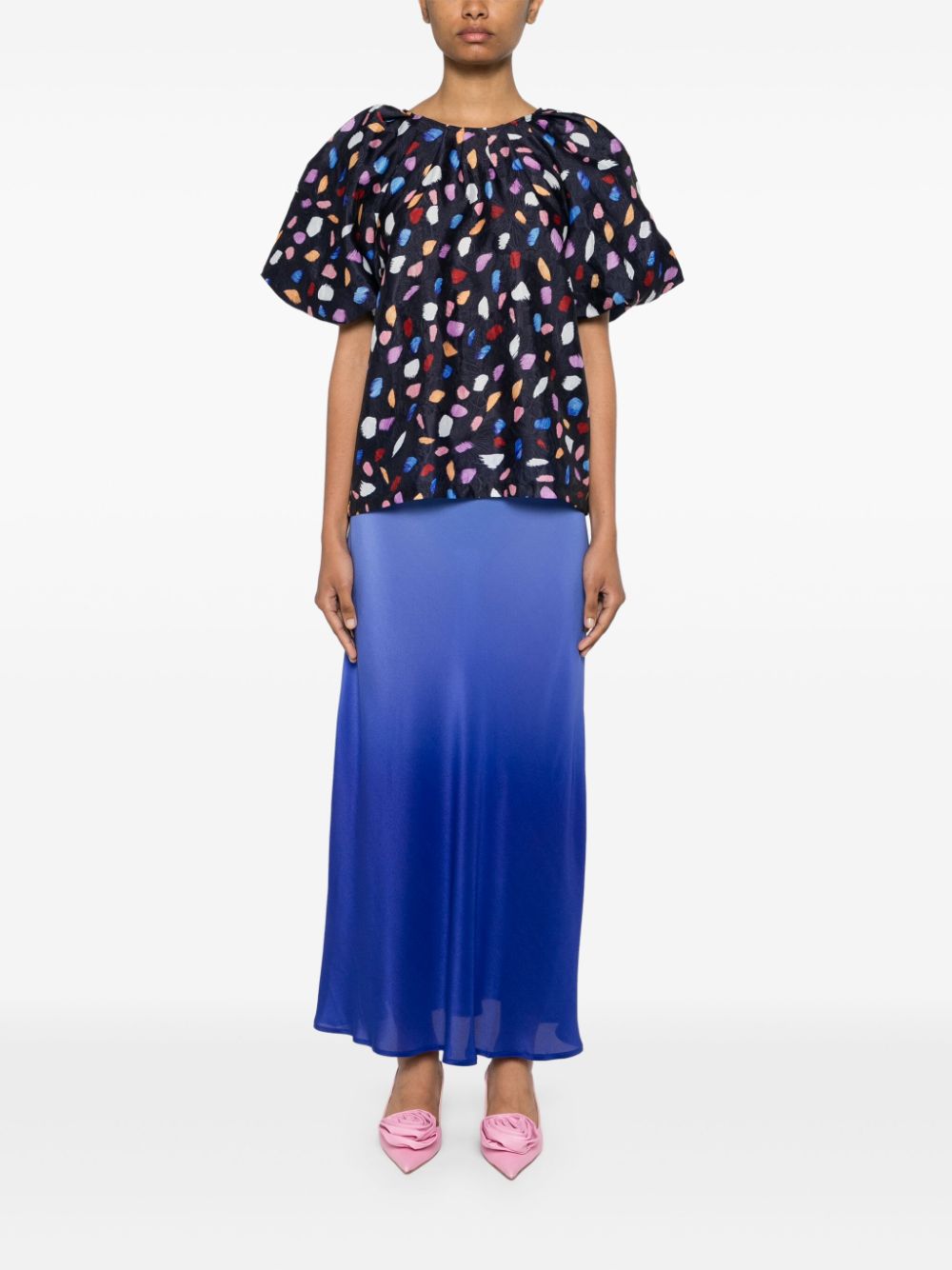 Essentiel Antwerp Blouse met abstracte print - Blauw