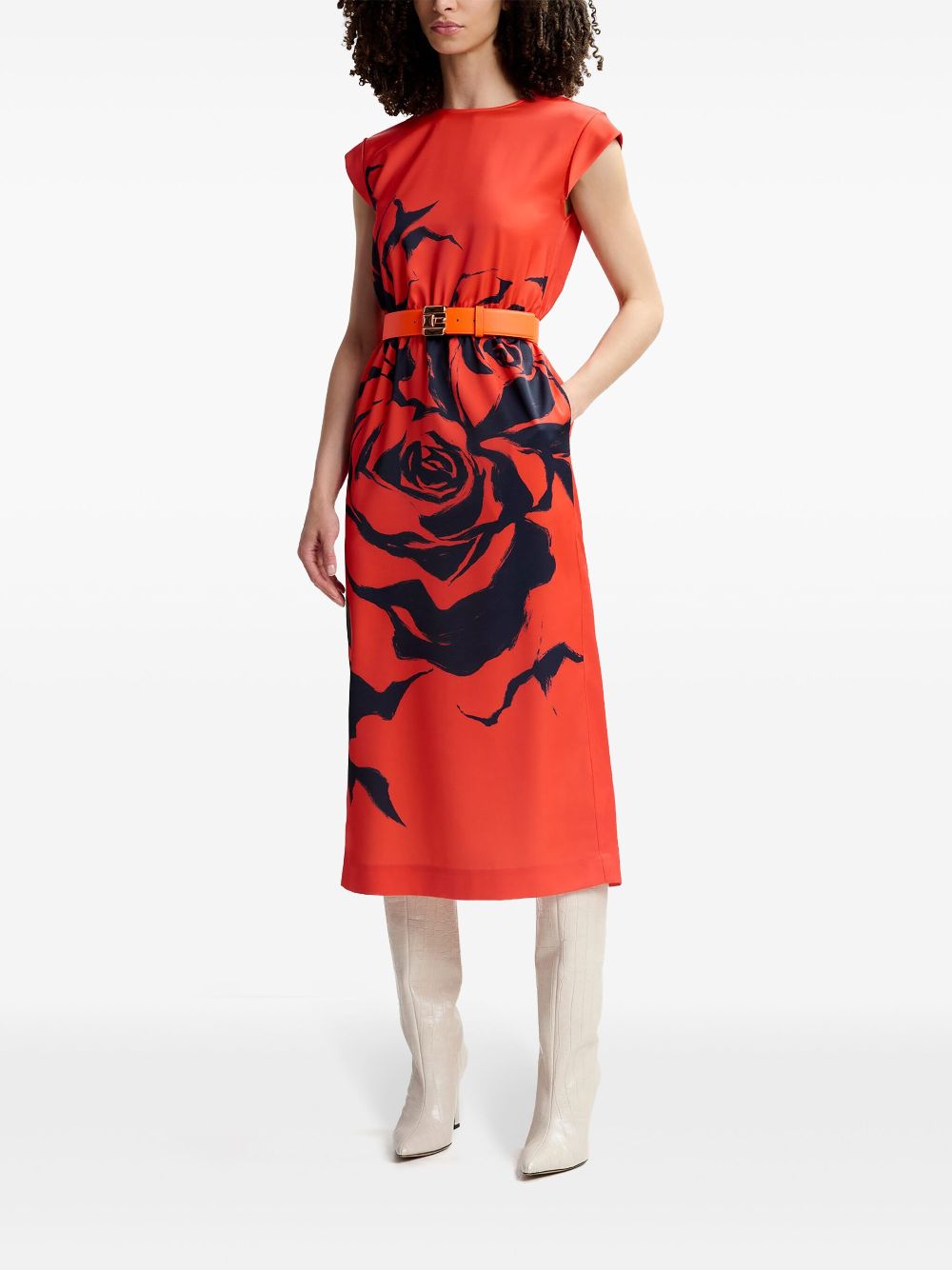 Essentiel Antwerp Giamond midi-jurk met bloemenprint - Rood