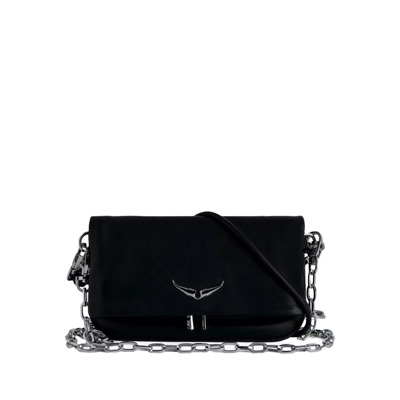 Eternal Clutch Zwarte Leren Crossbody Tas Zadig & Voltaire , Black , Dames