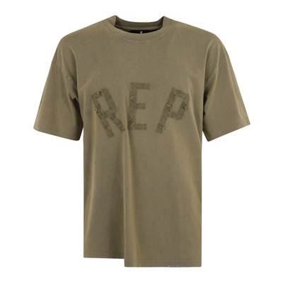 Fawn T-shirt Met Distressed Look Voor Casual Gelegenheden Represent , Green , Heren