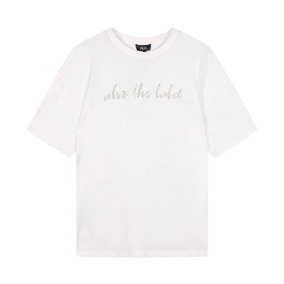 Geborduurde Artwork Dames Gebreide T-shirt Alix The Label , White , Dames