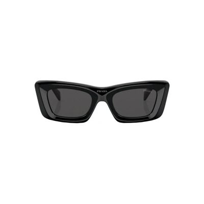 Gedurfde Cat-Eye Zonnebril met Logo-Plaque Prada , Black , Dames