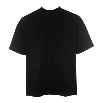 Geribbelde Ronde Hals T-Shirt Closed , Black , Heren