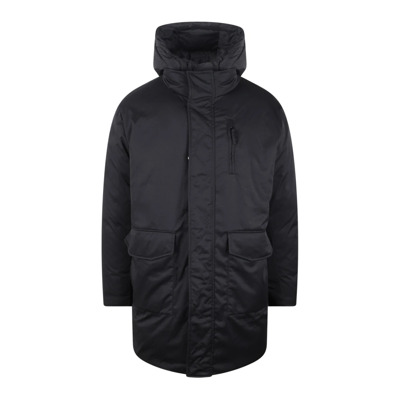 Gewatteerde Nylon Hooded Jas Closed , Black , Heren