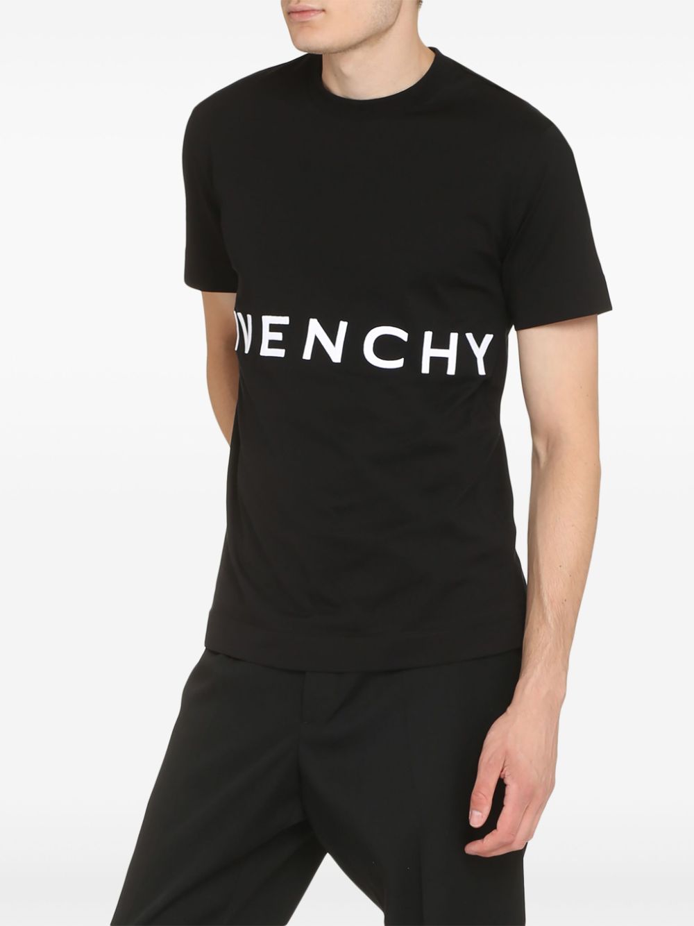 Givenchy flocked logo T-shirt - Zwart