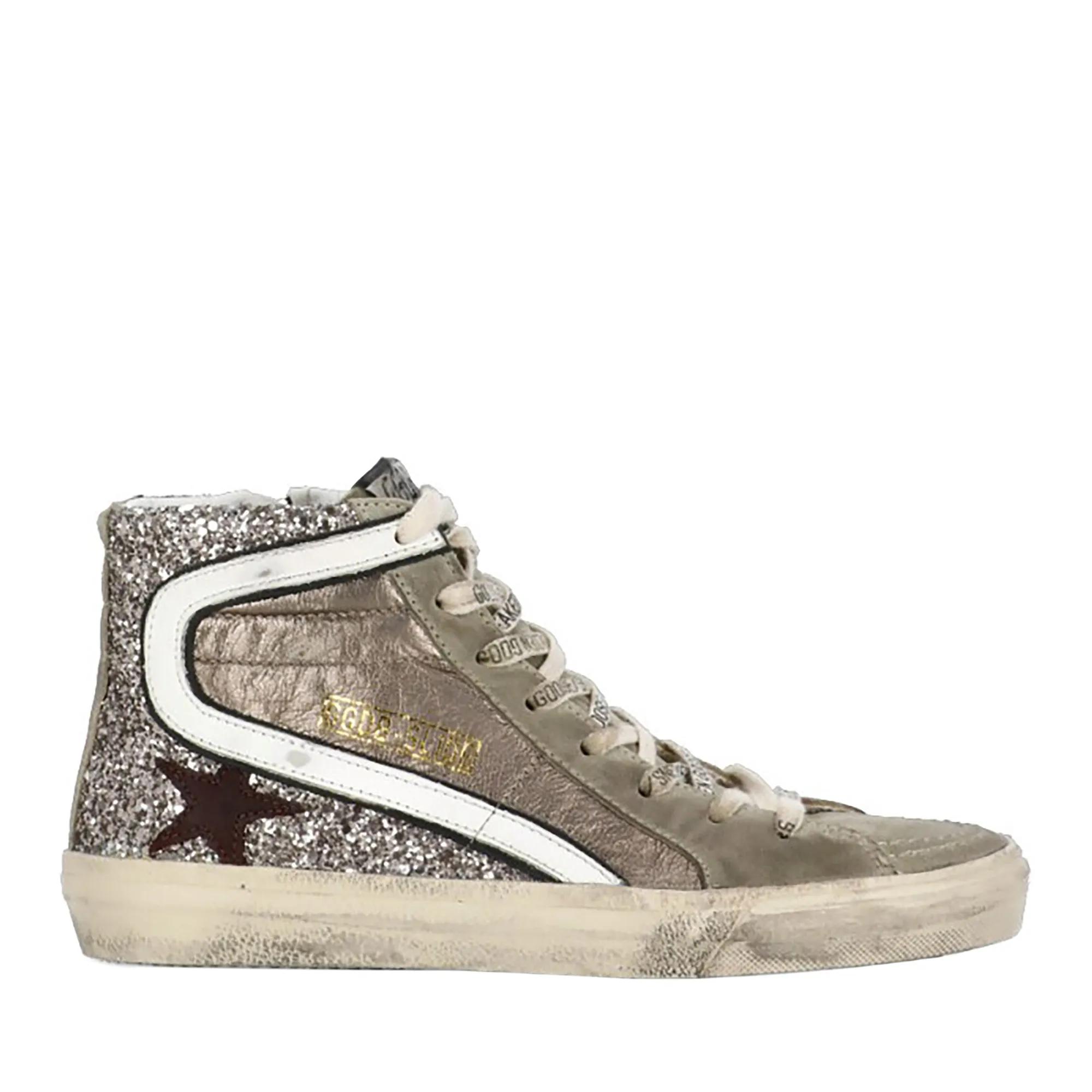 Golden Goose Low-Top Sneakers - Grey Leather Hightop Sneakers in grijs