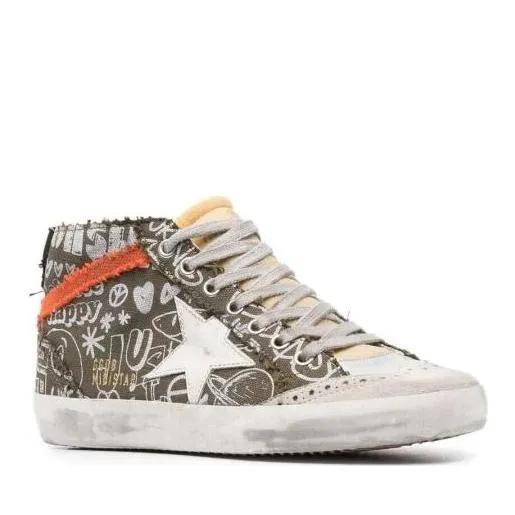 Golden Goose Low-Top Sneakers - Mid Star Lettering Print High-Top Sneakers in grijs